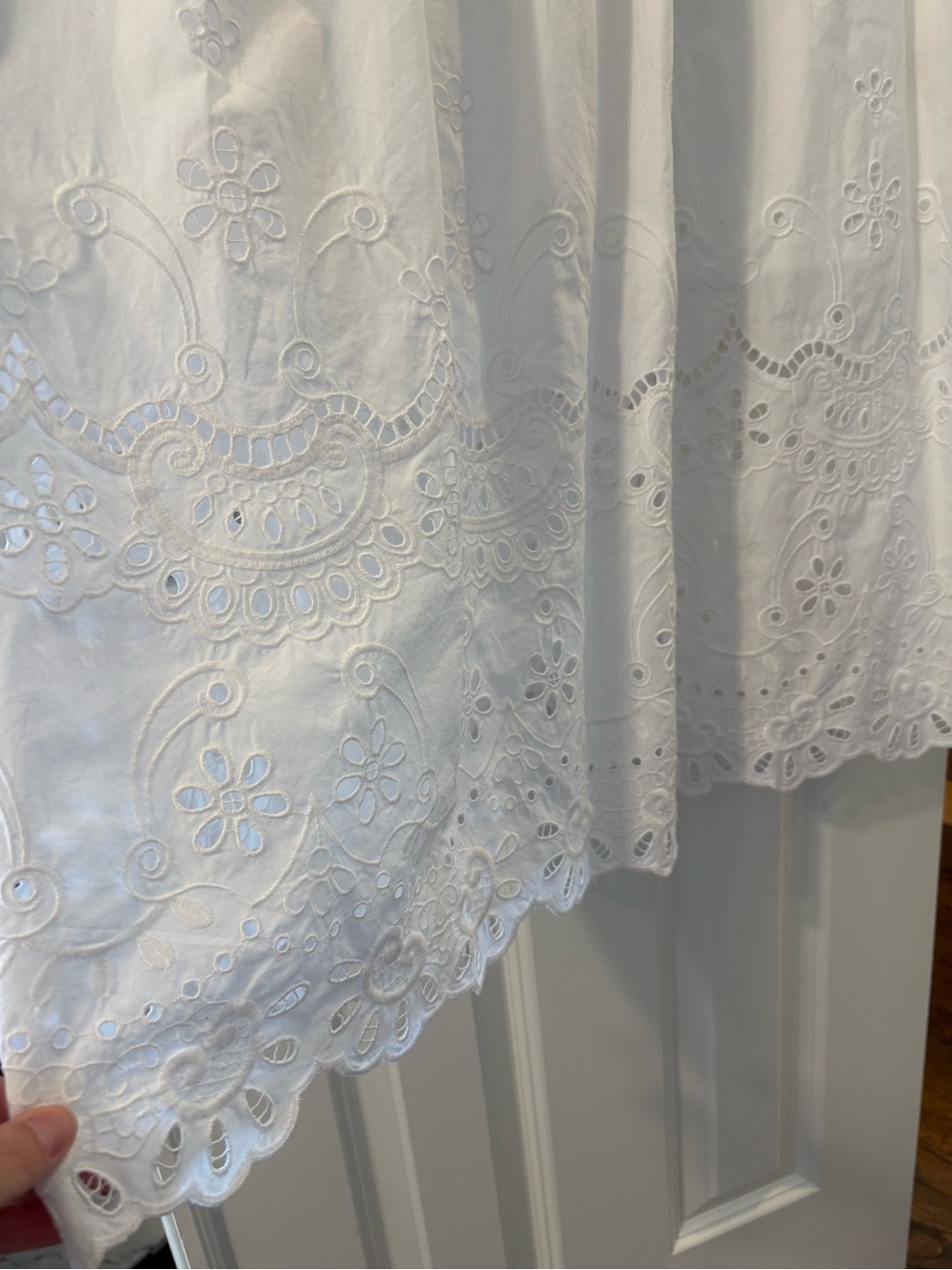 Talbots 100% Cotton White Eyelet Midi Dress with Square Neck - Size 12 - Picture 5 of 6